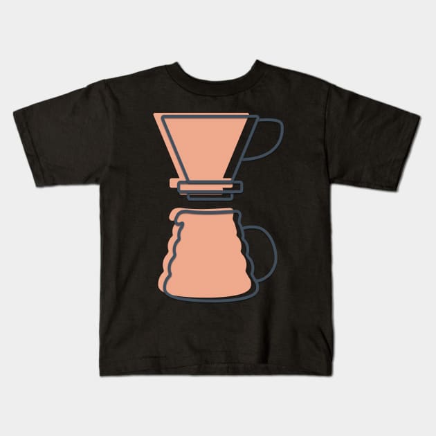 Pour Over Coffee Lovers Kids T-Shirt by TRNCreative